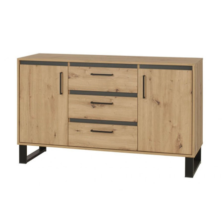 Komoda NW 9 system Newada 140 cm dąb artisan antracyt  długa z szufladami